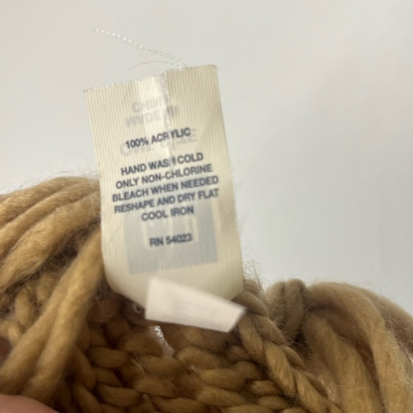 GAP Tan Cable Knit Scarf Fringe Tassels OS - Picture 6 of 6